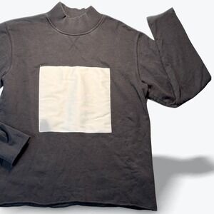 Soulland Mock Neck Sweatshirt Unhemmed‎ Edges Mens Large Contrast Square Patch